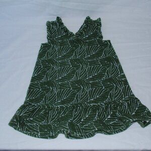 Janie and Jack Green Leaves Textured Dress Sleeveless Ruffle Sz 3t
